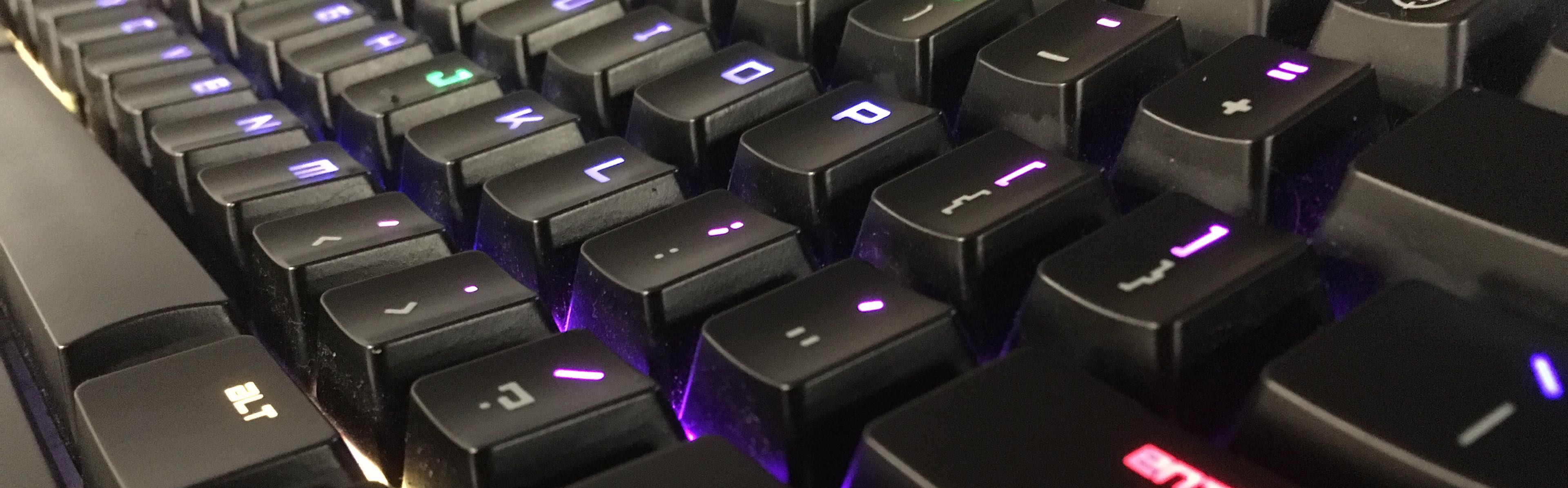 Artistic close-up photo of my RGB coloured mechanical keyboard